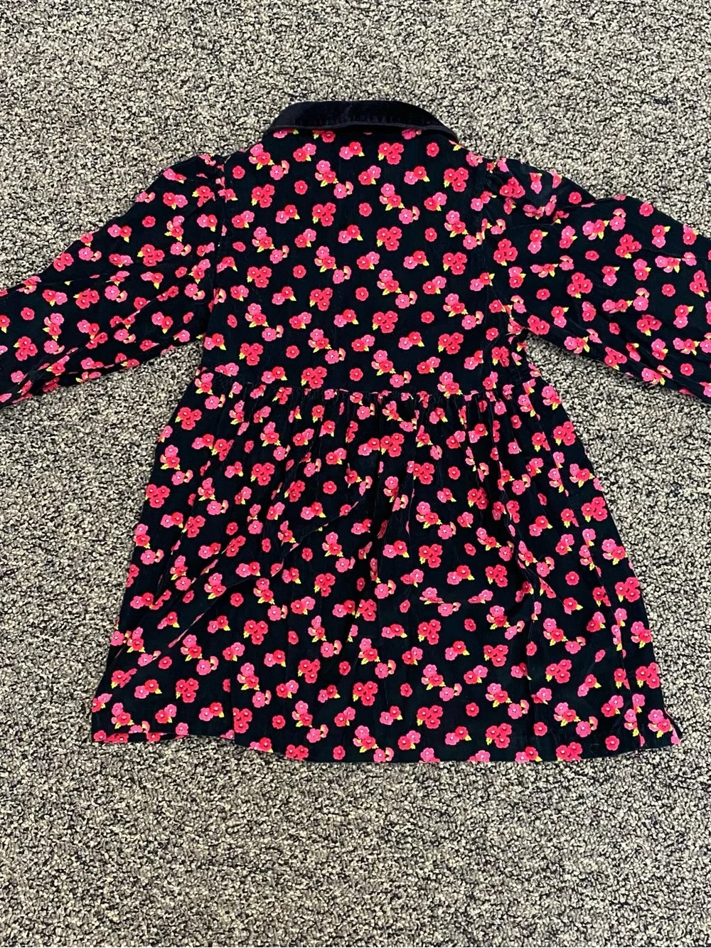 Vintage Gymboree Rainbow Tag Black Floral Corduroy Dress Size Large (4/5)